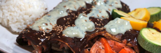 Mole Enchiladas de Salmon